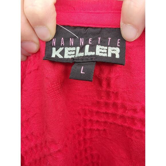 Vtg 80s 90s Nanette Keller Red Fringe Gem Button Up Funky Long Sleeve Top Sz Lg - Picture 9 of 9